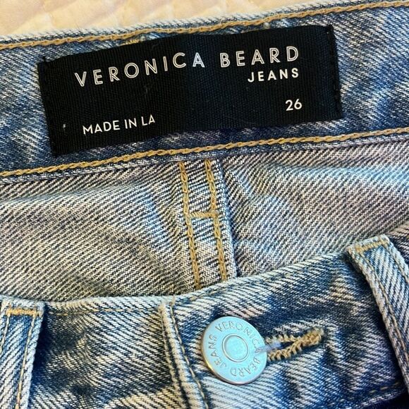Veronica Beard Carly Kick Flare High Rise Jean Pebble Stone Raw Hem Blue Sz 26 - Picture 7 of 11